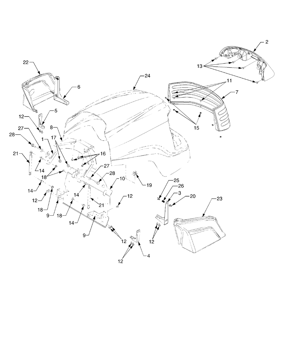 Hood, Grille And Side Panels 1c315g And Before Diagram and Parts List for 6284 54AD64H710-54AT64H710-54BD64H710-54BT64H710 Cub Cadet Lawn Tractor